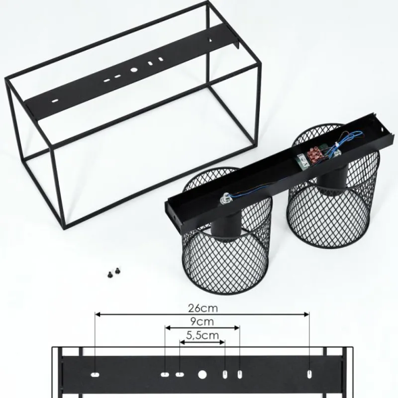 hofstein Plafonnier Bettaix Noir, 2 lumières