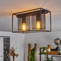 hofstein Plafonnier Bettaix Noir, 2 lumières