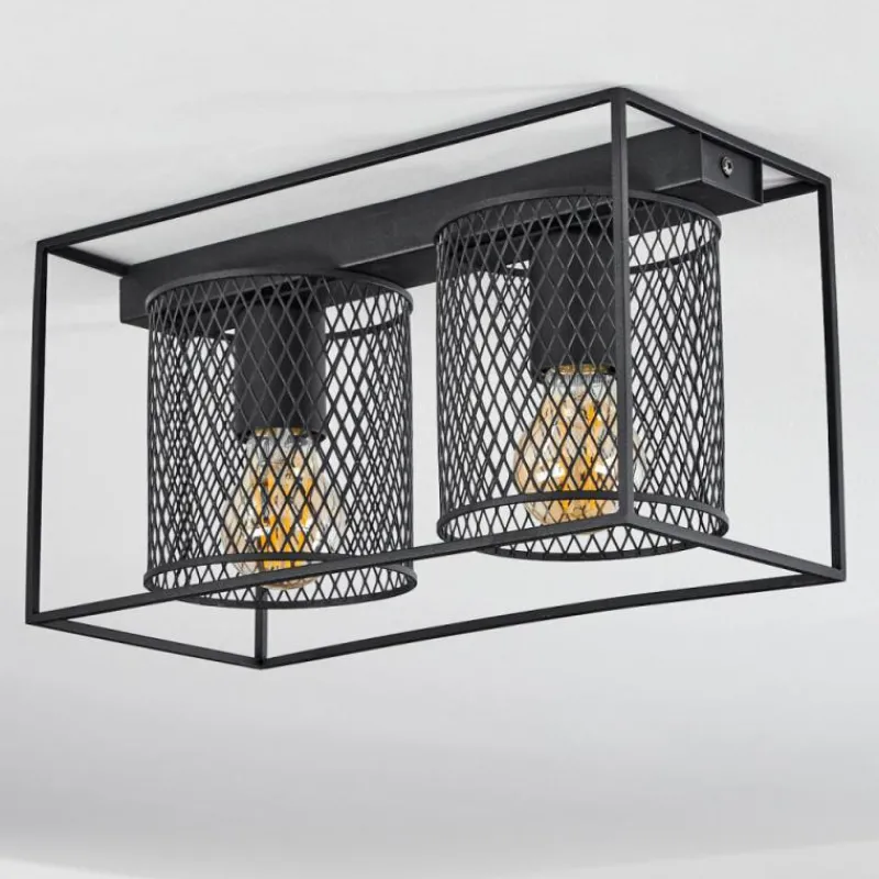 hofstein Plafonnier Bettaix Noir, 2 lumières