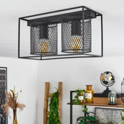 hofstein Plafonnier Bettaix Noir, 2 lumières