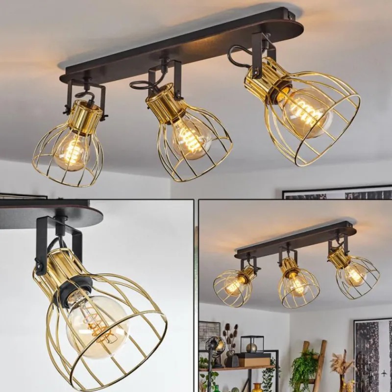 Lampes Industrielles-hofstein Plafonnier Bitterroot Noir, 3 lumières