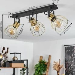 Lampes Industrielles-hofstein Plafonnier Bitterroot Noir, 3 lumières