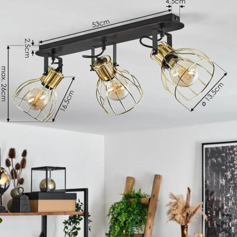 Lampes Industrielles-hofstein Plafonnier Bitterroot Noir, 3 lumières