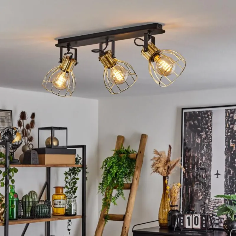 Lampes Industrielles-hofstein Plafonnier Bitterroot Noir, 3 lumières