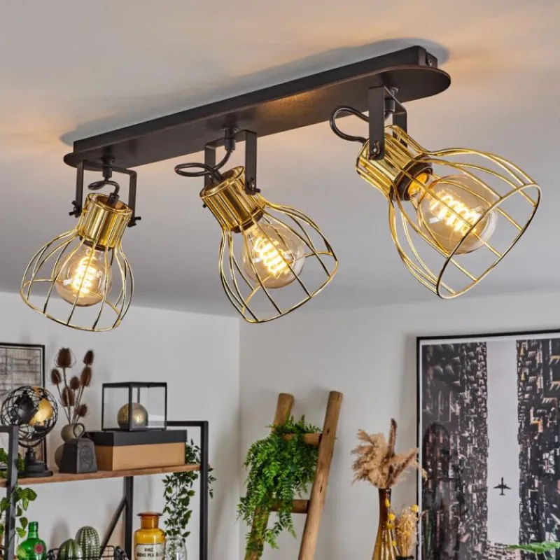 Lampes Industrielles-hofstein Plafonnier Bitterroot Noir, 3 lumières