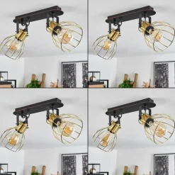 Lampes Industrielles-hofstein Plafonnier Bitterroot Noir, 2 lumières