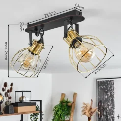 Lampes Industrielles-hofstein Plafonnier Bitterroot Noir, 2 lumières