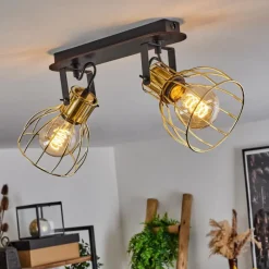 Lampes Industrielles-hofstein Plafonnier Bitterroot Noir, 2 lumières