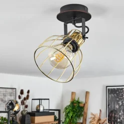 Lampes Industrielles-hofstein Plafonnier Bitterroot Noir, 1 lumière