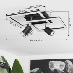 hofstein Plafonnier Boim LED Noir, 3 lumières