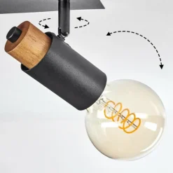 Lampes Vintages & Rétros-hofstein Plafonnier Brenier Bois foncé, Noir, 2 lumières