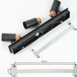 Lampes Vintages & Rétros-hofstein Plafonnier Brenier Bois foncé, Noir, 3 lumières