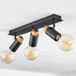Lampes Vintages & Rétros-hofstein Plafonnier Brenier Bois foncé, Noir, 3 lumières