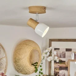 Luminaires Scandinaves-hofstein Plafonnier Breuvannes Chrome, Écru, 1 lumière