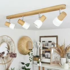 Luminaires Scandinaves-hofstein Plafonnier Breuvannes Chrome, Écru, 4 lumières