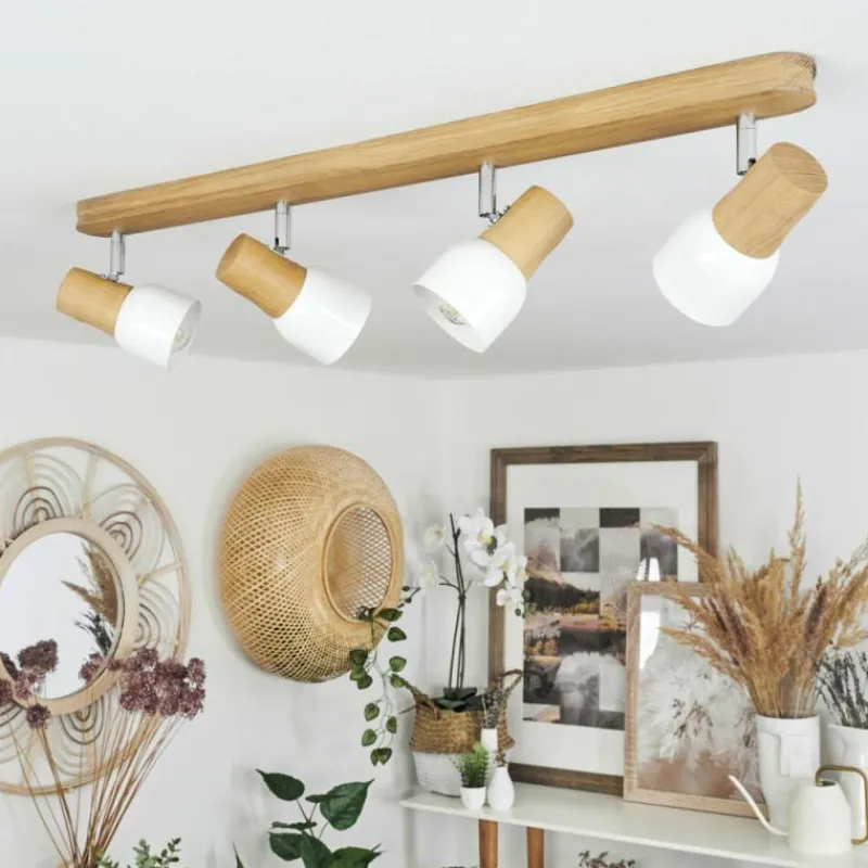 Luminaires Scandinaves-hofstein Plafonnier Breuvannes Chrome, Écru, 4 lumières