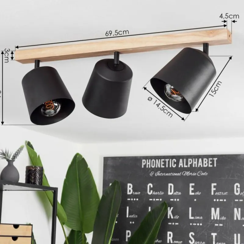 Luminaires Scandinaves-hofstein Plafonnier Caetanos Bois clair, 3 lumières