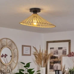 Style Boho-Chic-hofstein Plafonnier Callide Noir, 1 lumière