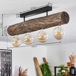 Style Boho-Chic-hofstein Plafonnier Canedo Brun, Écru, Noir, 4 lumières