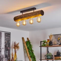 Style Boho-Chic-hofstein Plafonnier Canedo Brun, Écru, Noir, 4 lumières