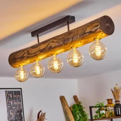 Style Boho-Chic-hofstein Plafonnier Canedo Brun, Écru, Noir, 5 lumières