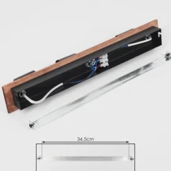 hofstein Plafonnier Castillo Bois foncé, Noir, 3 lumières