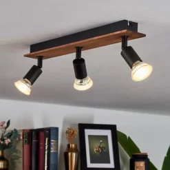 hofstein Plafonnier Castillo Bois foncé, Noir, 3 lumières