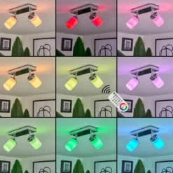 hofstein Plafonnier Cerejeiras LED Chrome, 2 lumières, Télécommandes, Changeur de couleurs