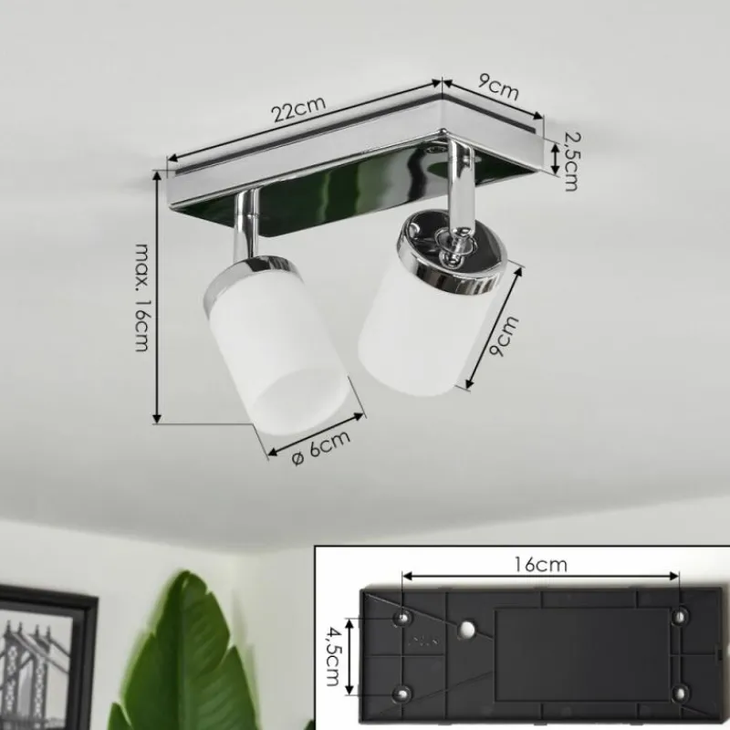 hofstein Plafonnier Cerejeiras LED Chrome, 2 lumières, Télécommandes, Changeur de couleurs