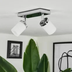 hofstein Plafonnier Cerejeiras LED Chrome, 2 lumières, Télécommandes, Changeur de couleurs