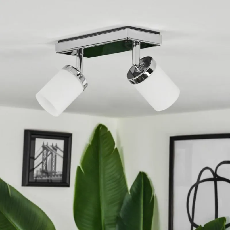 hofstein Plafonnier Cerejeiras LED Chrome, 2 lumières, Télécommandes, Changeur de couleurs