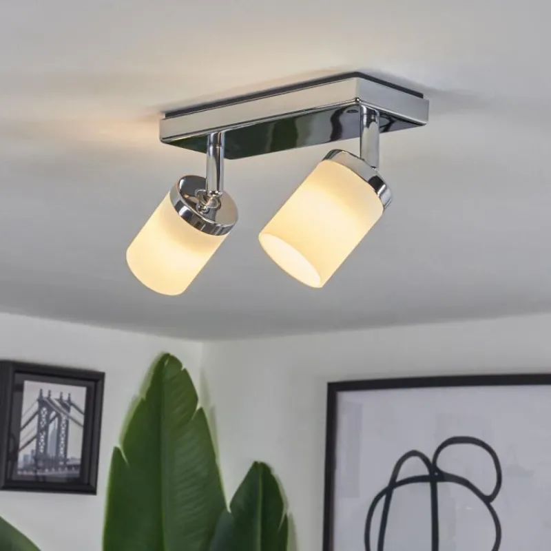 hofstein Plafonnier Cerejeiras LED Chrome, 2 lumières, Télécommandes, Changeur de couleurs