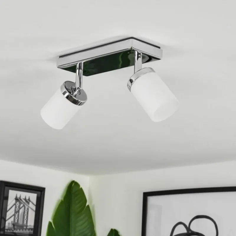 hofstein Plafonnier Cerejeiras LED Chrome, 2 lumières, Télécommandes, Changeur de couleurs