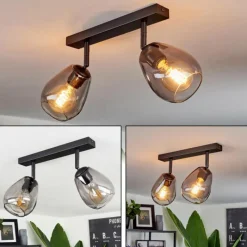 Suspension Verre Fumé-hofstein Plafonnier Chaiguao Noir, 2 lumières