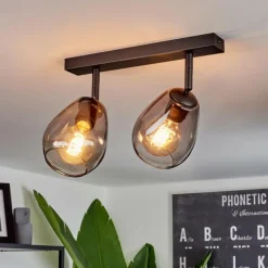 Suspension Verre Fumé-hofstein Plafonnier Chaiguao Noir, 2 lumières