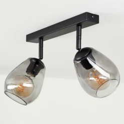 Suspension Verre Fumé-hofstein Plafonnier Chaiguao Noir, 2 lumières