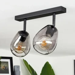 Suspension Verre Fumé-hofstein Plafonnier Chaiguao Noir, 2 lumières