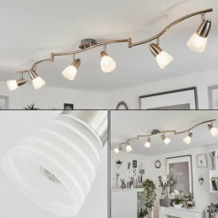 hofstein Plafonnier Chapod LED Chrome, Nickel mat, 6 lumières