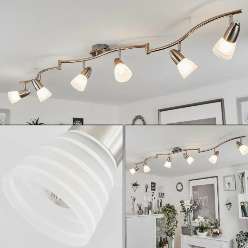 hofstein Plafonnier Chapod LED Chrome, Nickel mat, 6 lumières