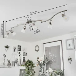 hofstein Plafonnier Chapod LED Chrome, Nickel mat, 6 lumières