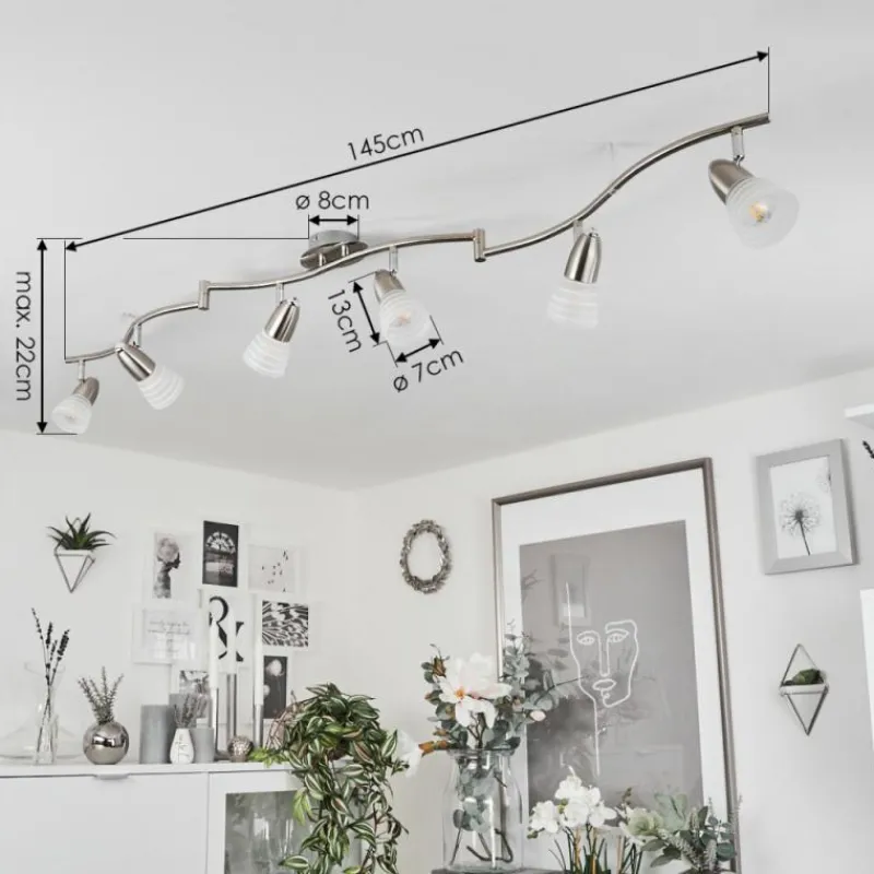 hofstein Plafonnier Chapod LED Chrome, Nickel mat, 6 lumières