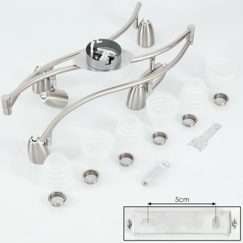 hofstein Plafonnier Chapod LED Chrome, Nickel mat, 6 lumières