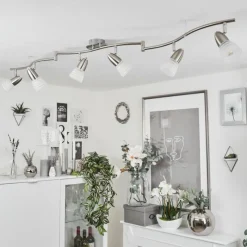 hofstein Plafonnier Chapod LED Chrome, Nickel mat, 6 lumières