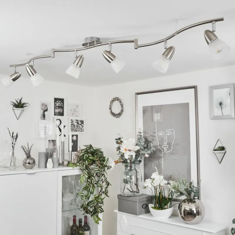 hofstein Plafonnier Chapod LED Chrome, Nickel mat, 6 lumières