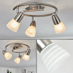 hofstein Plafonnier Chapod LED Nickel mat, 3 lumières