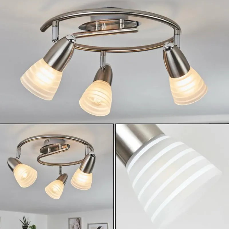 hofstein Plafonnier Chapod LED Nickel mat, 3 lumières