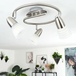 hofstein Plafonnier Chapod LED Nickel mat, 3 lumières