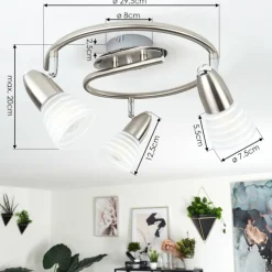 hofstein Plafonnier Chapod LED Nickel mat, 3 lumières