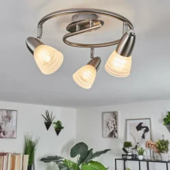 hofstein Plafonnier Chapod LED Nickel mat, 3 lumières