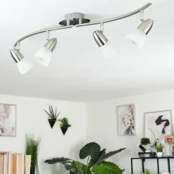 hofstein Plafonnier Chapod Nickel mat, 4 lumières